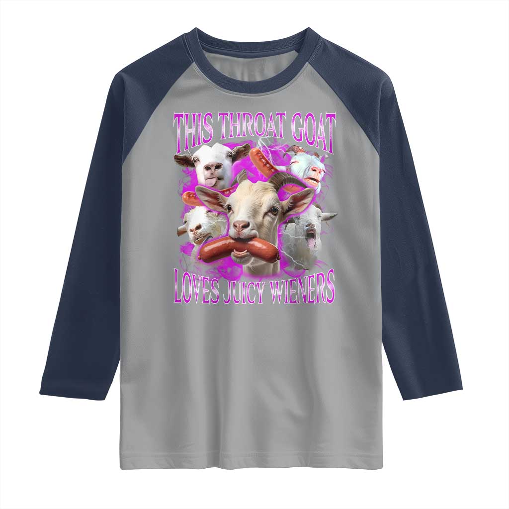 Funny Throat Goat Raglan Shirt Swallows Juicy Wieners Inappropriate Adult - Wonder Print Shop