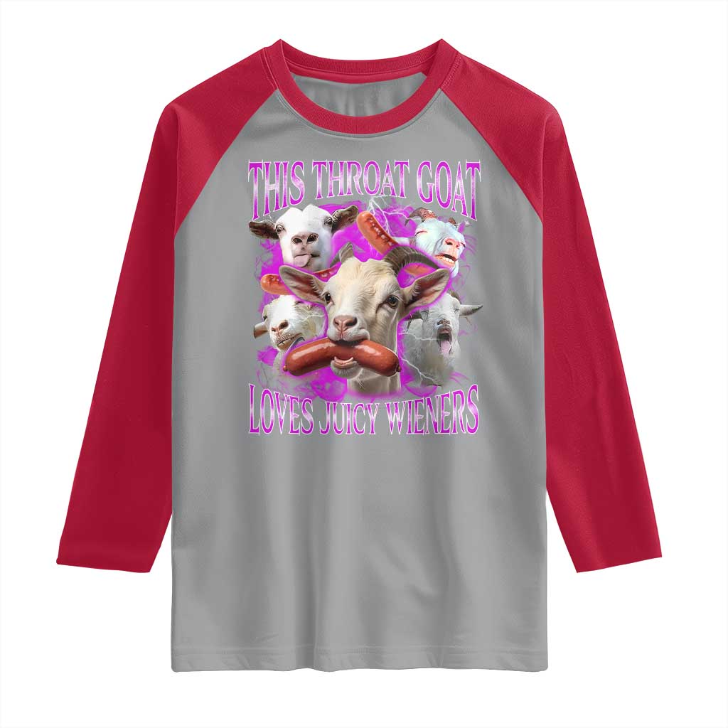 Funny Throat Goat Raglan Shirt Swallows Juicy Wieners Inappropriate Adult - Wonder Print Shop