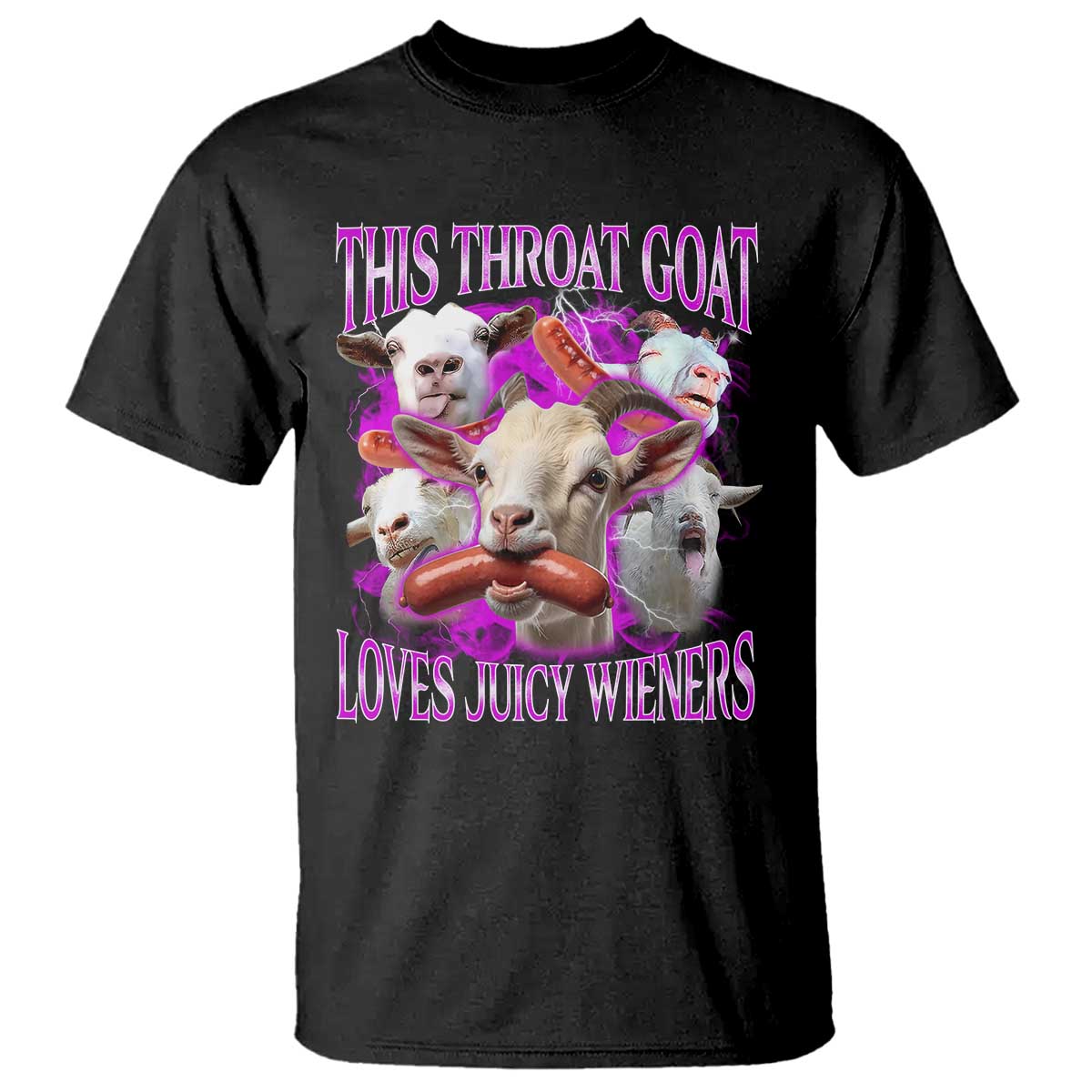 Funny Throat Goat T Shirt Swallows Juicy Wieners Inappropriate Adult - Wonder Print Shop