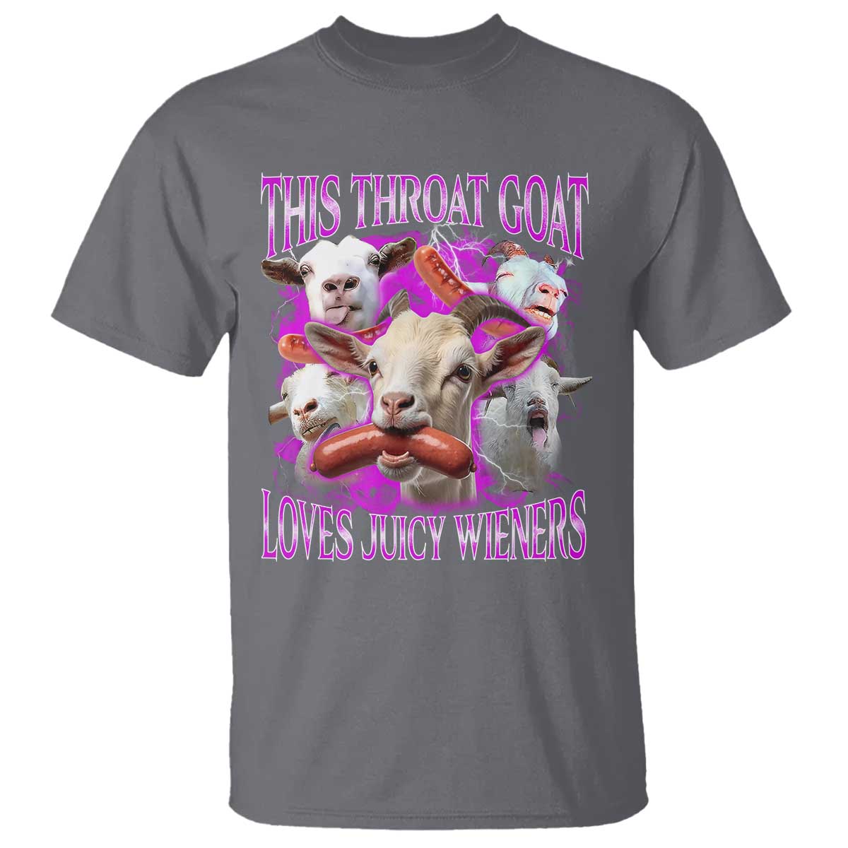 Funny Throat Goat T Shirt Swallows Juicy Wieners Inappropriate Adult - Wonder Print Shop