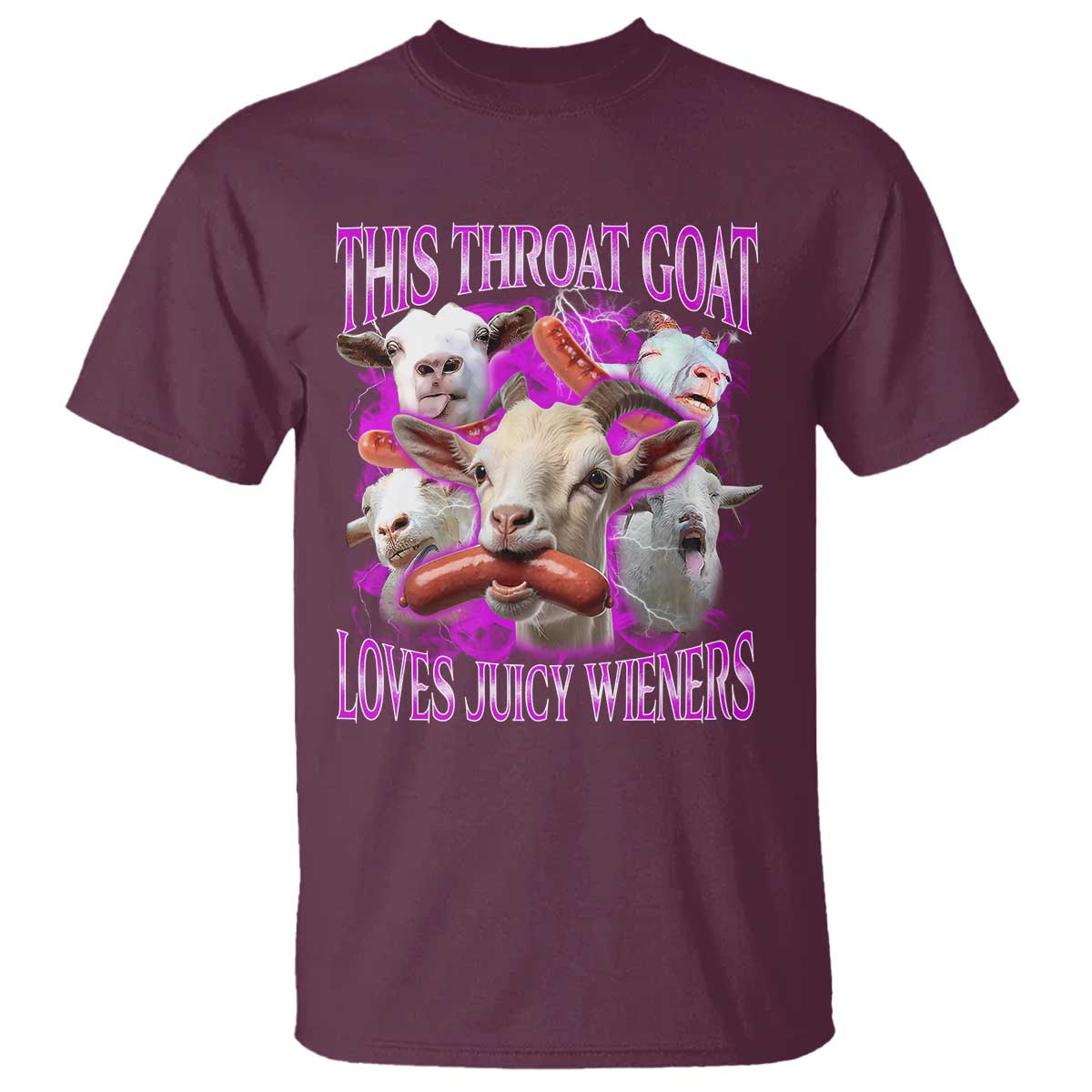Funny Throat Goat T Shirt Swallows Juicy Wieners Inappropriate Adult - Wonder Print Shop
