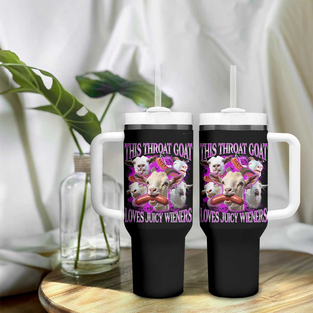 Funny Throat Goat Tumbler With Handle Swallows Juicy Wieners Inappropriate Adult - Wonder Print Shop