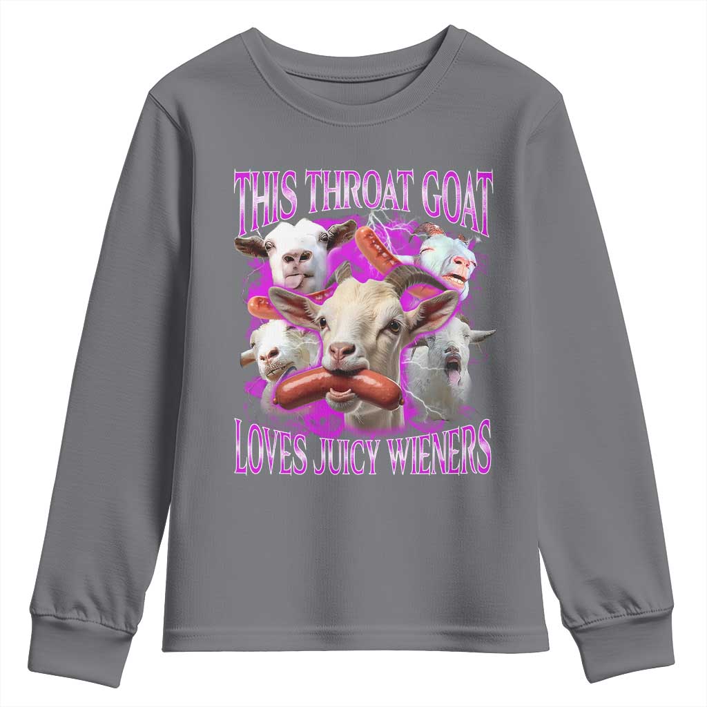 Funny Throat Goat Youth Sweatshirt Swallows Juicy Wieners Inappropriate Adult - Wonder Print Shop