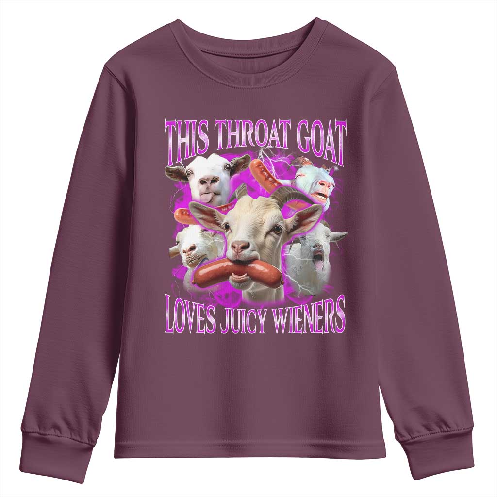 Funny Throat Goat Youth Sweatshirt Swallows Juicy Wieners Inappropriate Adult - Wonder Print Shop