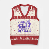 I Got My Clit Pierced At Claries V-Neck Knit Sweater Vest Funny Sarcasm Joke Adult Humor Sassy - Wonder Print Shop