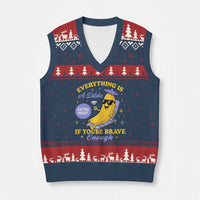 Funny Embarrassing Saying V-Neck Knit Sweater Vest Sarcastic Inappropriate Raunchy Banana - Wonder Print Shop