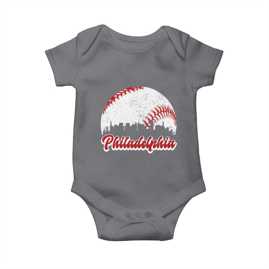 Philadelphia Baseball Baby Onesie Vintage Skyline City - Wonder Print Shop