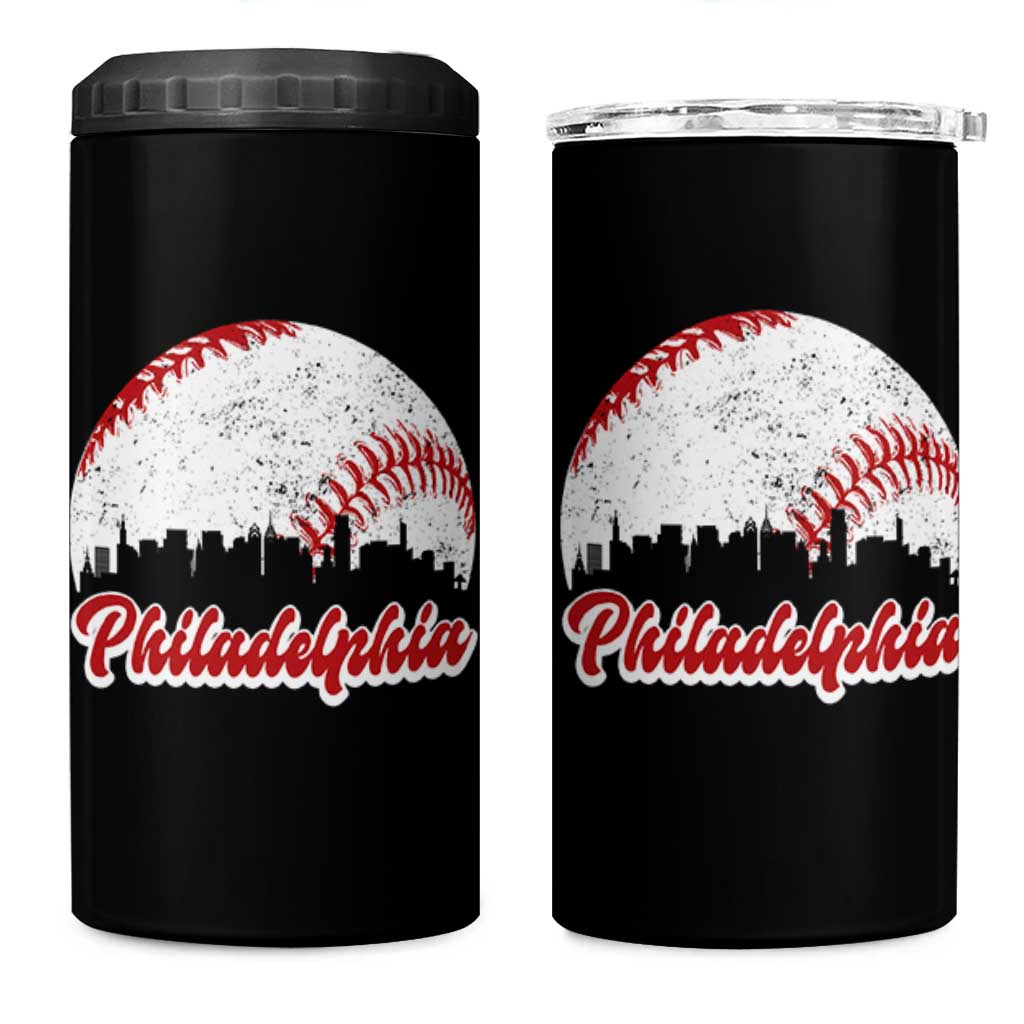 Philadelphia Baseball 4 in 1 Can Cooler Tumbler Vintage Skyline City - Wonder Print Shop