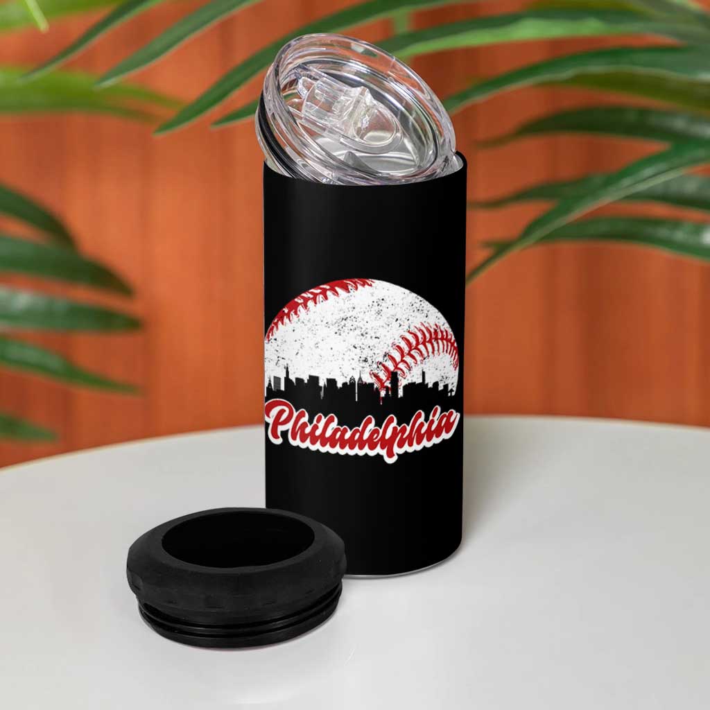 Philadelphia Baseball 4 in 1 Can Cooler Tumbler Vintage Skyline City - Wonder Print Shop