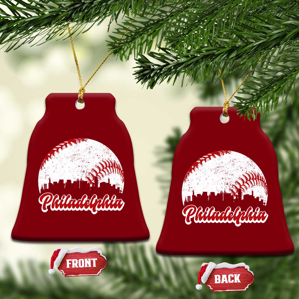 Philadelphia Baseball Ceramic Ornament Vintage Skyline City - Wonder Print Shop