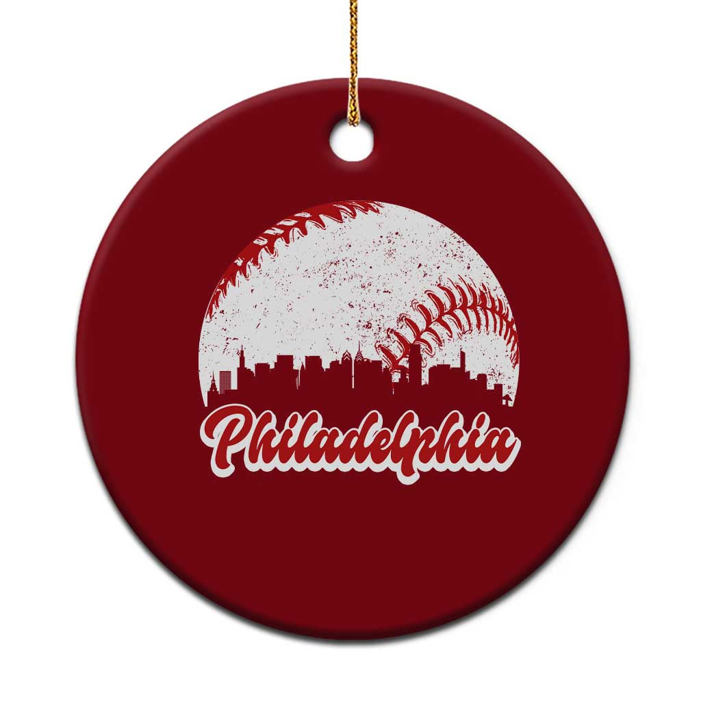 Philadelphia Baseball Ceramic Ornament Vintage Skyline City - Wonder Print Shop