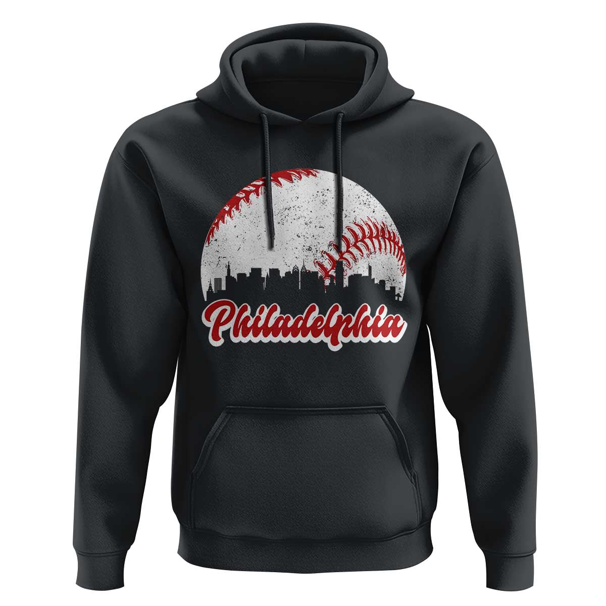 Philadelphia Baseball Hoodie Vintage Skyline City - Wonder Print Shop
