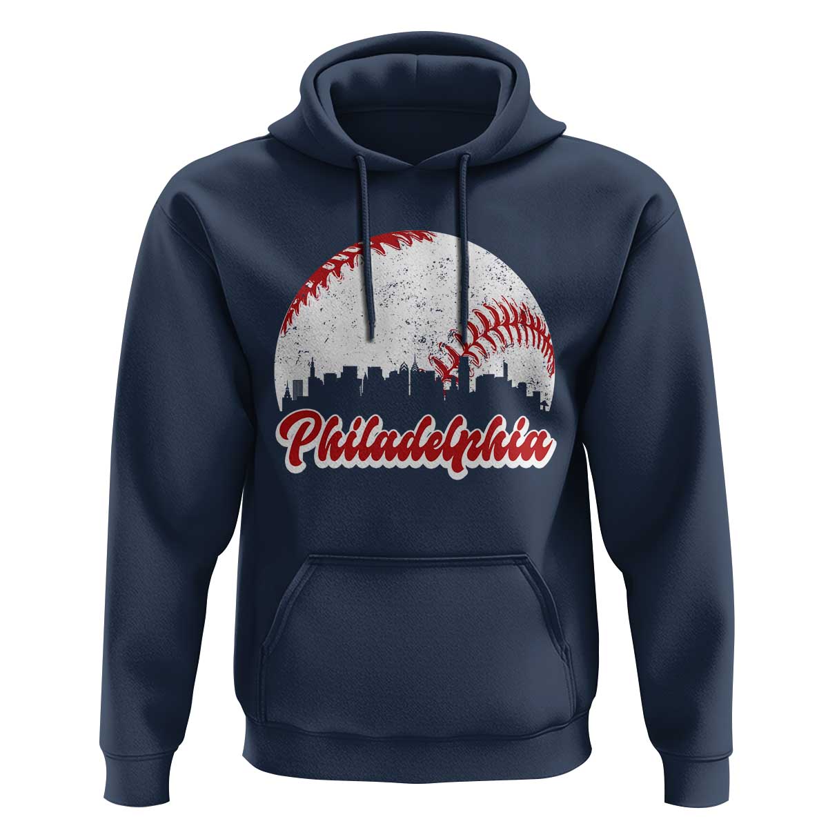 Philadelphia Baseball Hoodie Vintage Skyline City - Wonder Print Shop