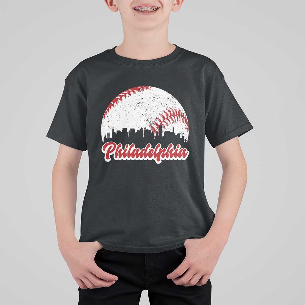 Philadelphia Baseball T Shirt For Kid Vintage Skyline City - Wonder Print Shop