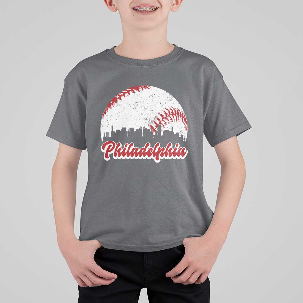 Philadelphia Baseball T Shirt For Kid Vintage Skyline City - Wonder Print Shop