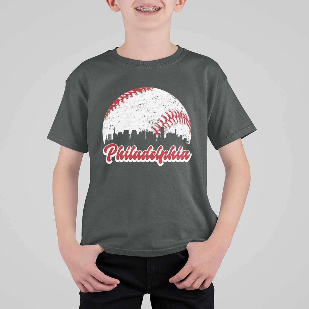 Philadelphia Baseball T Shirt For Kid Vintage Skyline City - Wonder Print Shop