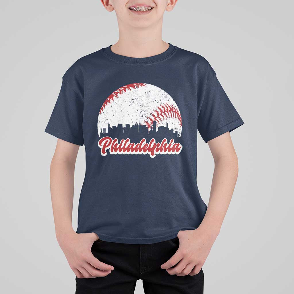 Philadelphia Baseball T Shirt For Kid Vintage Skyline City - Wonder Print Shop