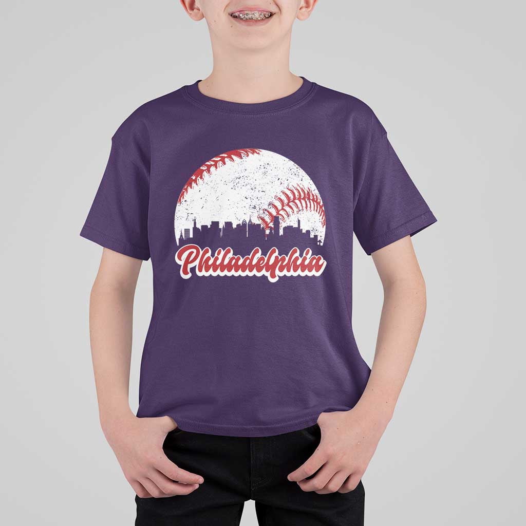 Philadelphia Baseball T Shirt For Kid Vintage Skyline City - Wonder Print Shop