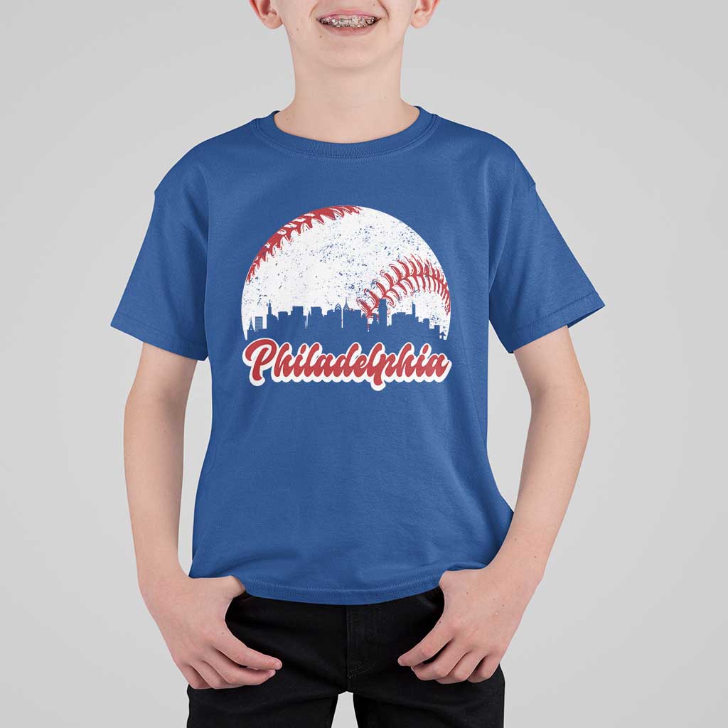 Philadelphia Baseball T Shirt For Kid Vintage Skyline City - Wonder Print Shop