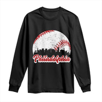 Philadelphia Baseball Long Sleeve Shirt Vintage Skyline City - Wonder Print Shop