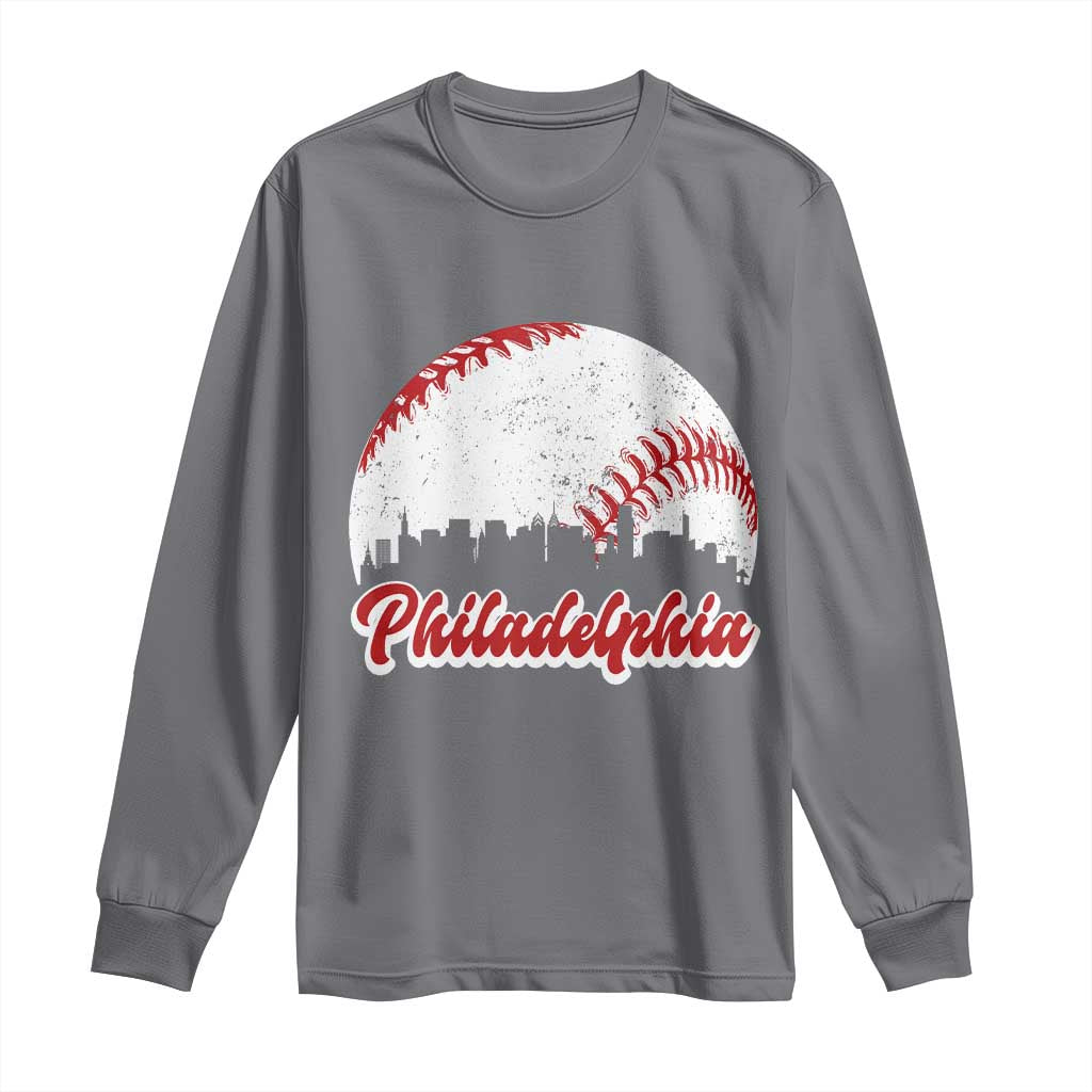Philadelphia Baseball Long Sleeve Shirt Vintage Skyline City - Wonder Print Shop