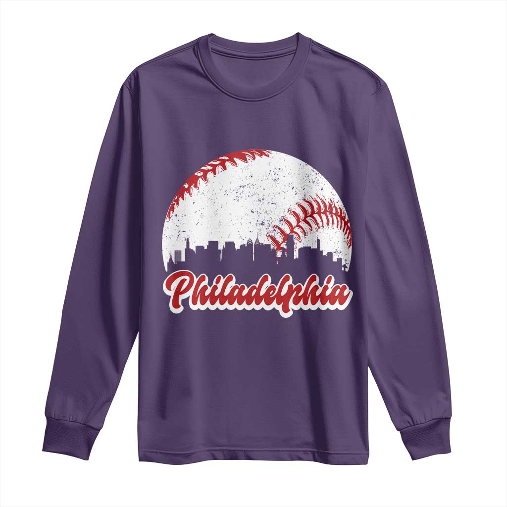 Philadelphia Baseball Long Sleeve Shirt Vintage Skyline City - Wonder Print Shop