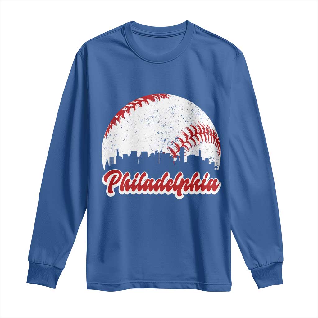 Philadelphia Baseball Long Sleeve Shirt Vintage Skyline City - Wonder Print Shop