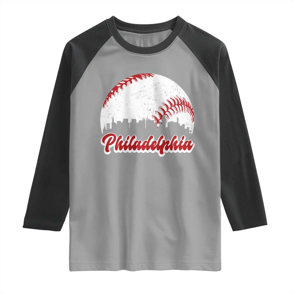 Philadelphia Baseball Raglan Shirt Vintage Skyline City - Wonder Print Shop