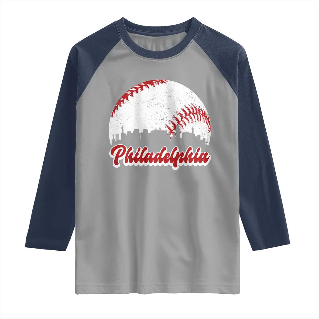 Philadelphia Baseball Raglan Shirt Vintage Skyline City - Wonder Print Shop