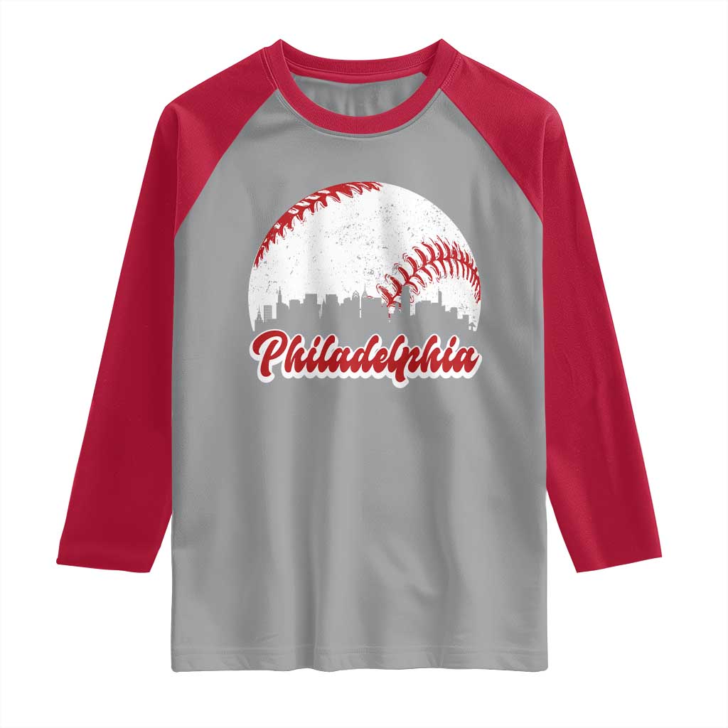 Philadelphia Baseball Raglan Shirt Vintage Skyline City - Wonder Print Shop