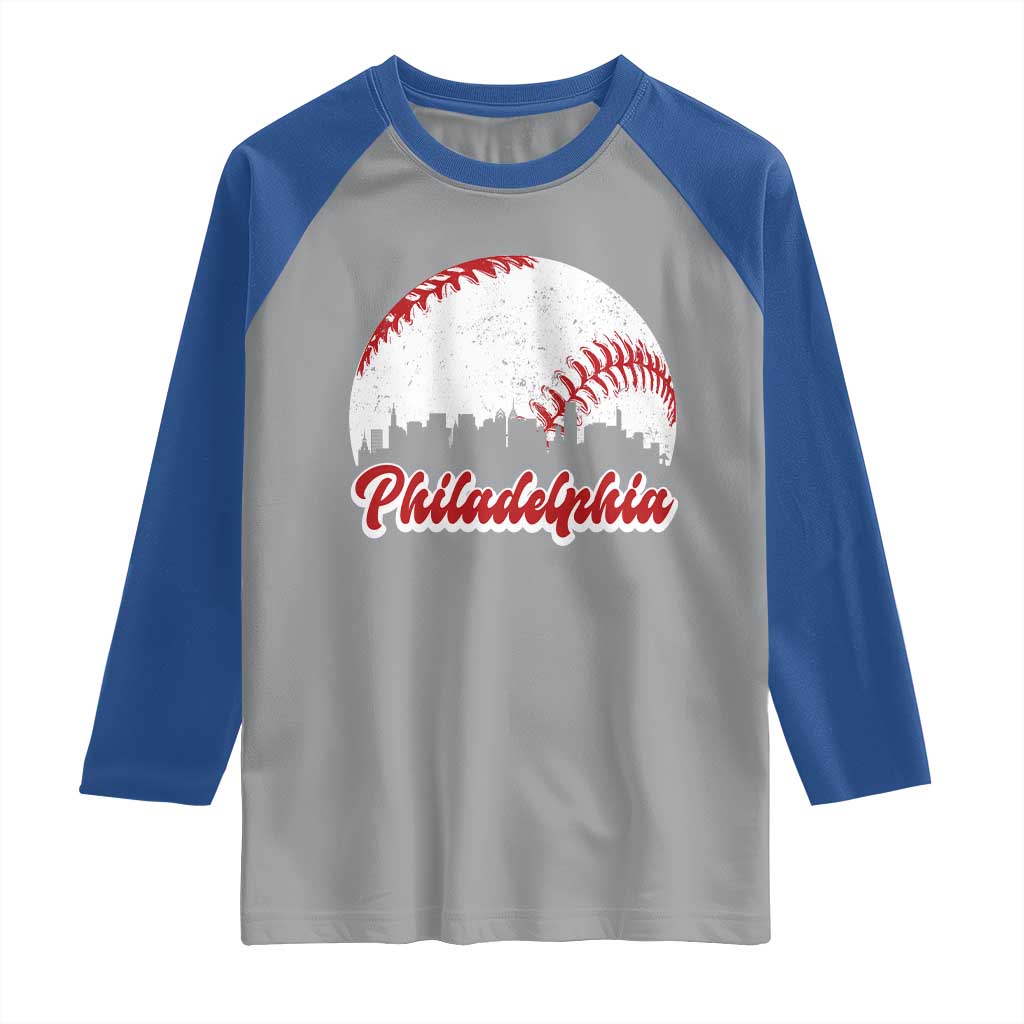 Philadelphia Baseball Raglan Shirt Vintage Skyline City - Wonder Print Shop