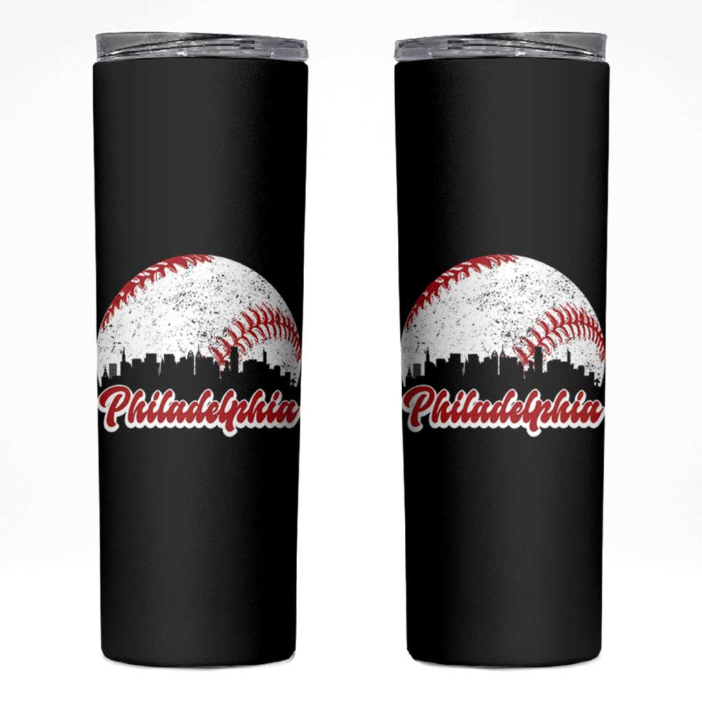 Philadelphia Baseball Skinny Tumbler Vintage Skyline City - Wonder Print Shop