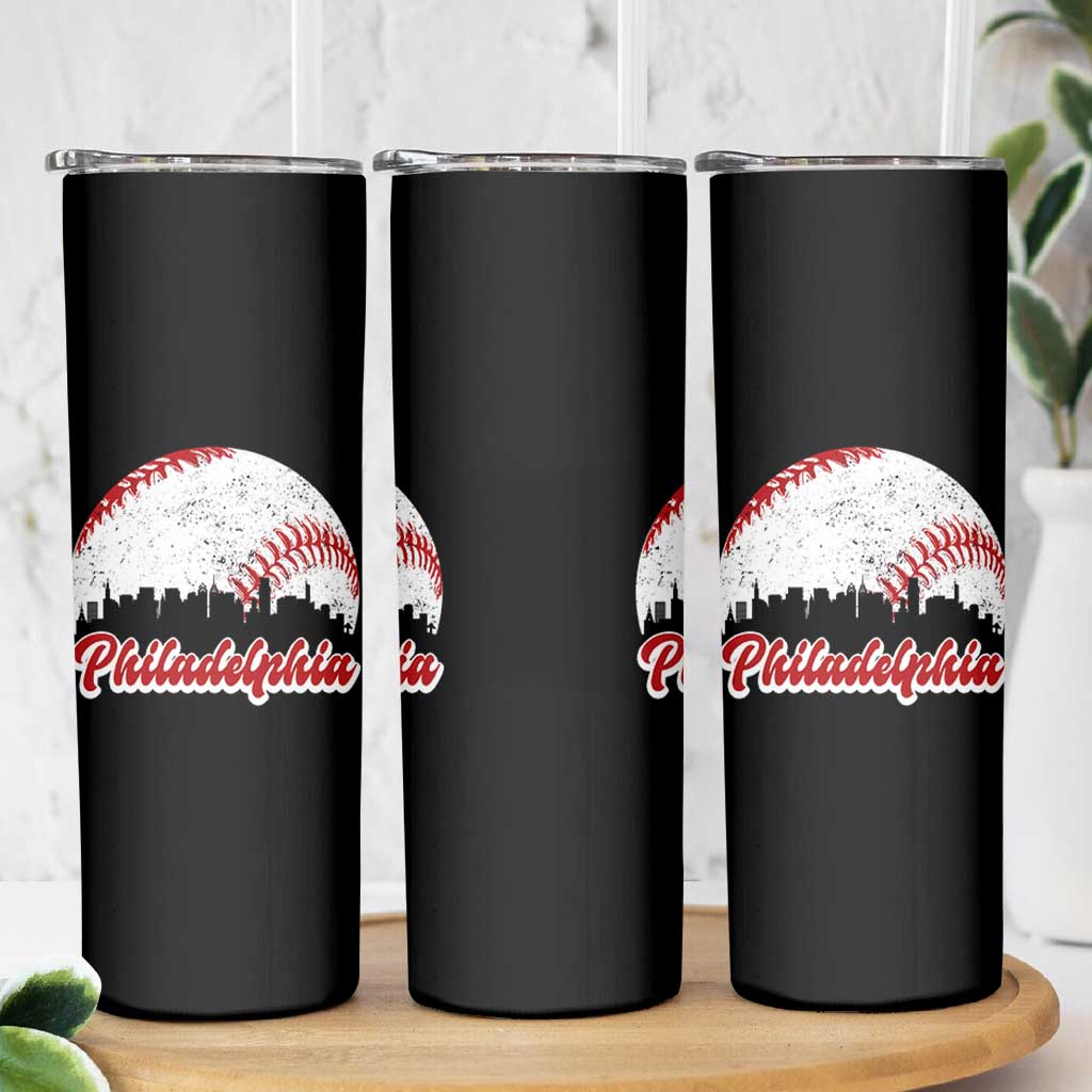 Philadelphia Baseball Skinny Tumbler Vintage Skyline City - Wonder Print Shop
