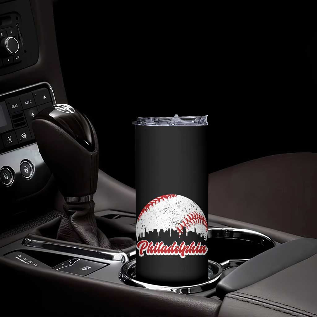 Philadelphia Baseball Skinny Tumbler Vintage Skyline City - Wonder Print Shop