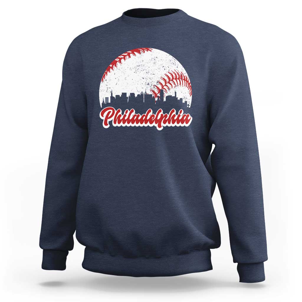 Philadelphia Baseball Sweatshirt Vintage Skyline City - Wonder Print Shop