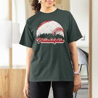 Philadelphia Baseball T Shirt For Women Vintage Skyline City - Wonder Print Shop