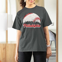 Philadelphia Baseball T Shirt For Women Vintage Skyline City - Wonder Print Shop