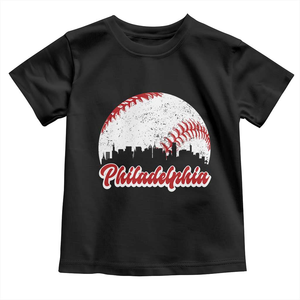 Philadelphia Baseball Toddler T Shirt Vintage Skyline City - Wonder Print Shop