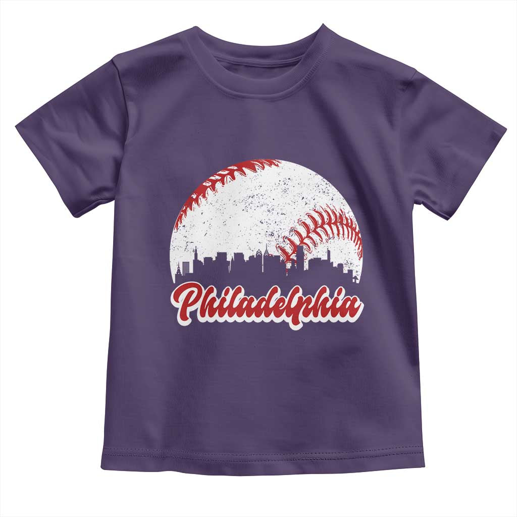 Philadelphia Baseball Toddler T Shirt Vintage Skyline City - Wonder Print Shop