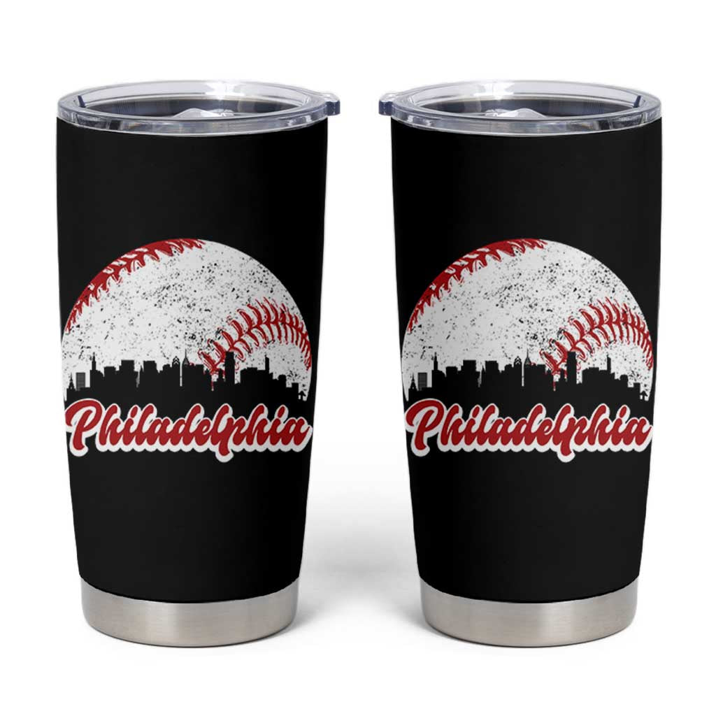 Philadelphia Baseball Tumbler Cup Vintage Skyline City - Wonder Print Shop