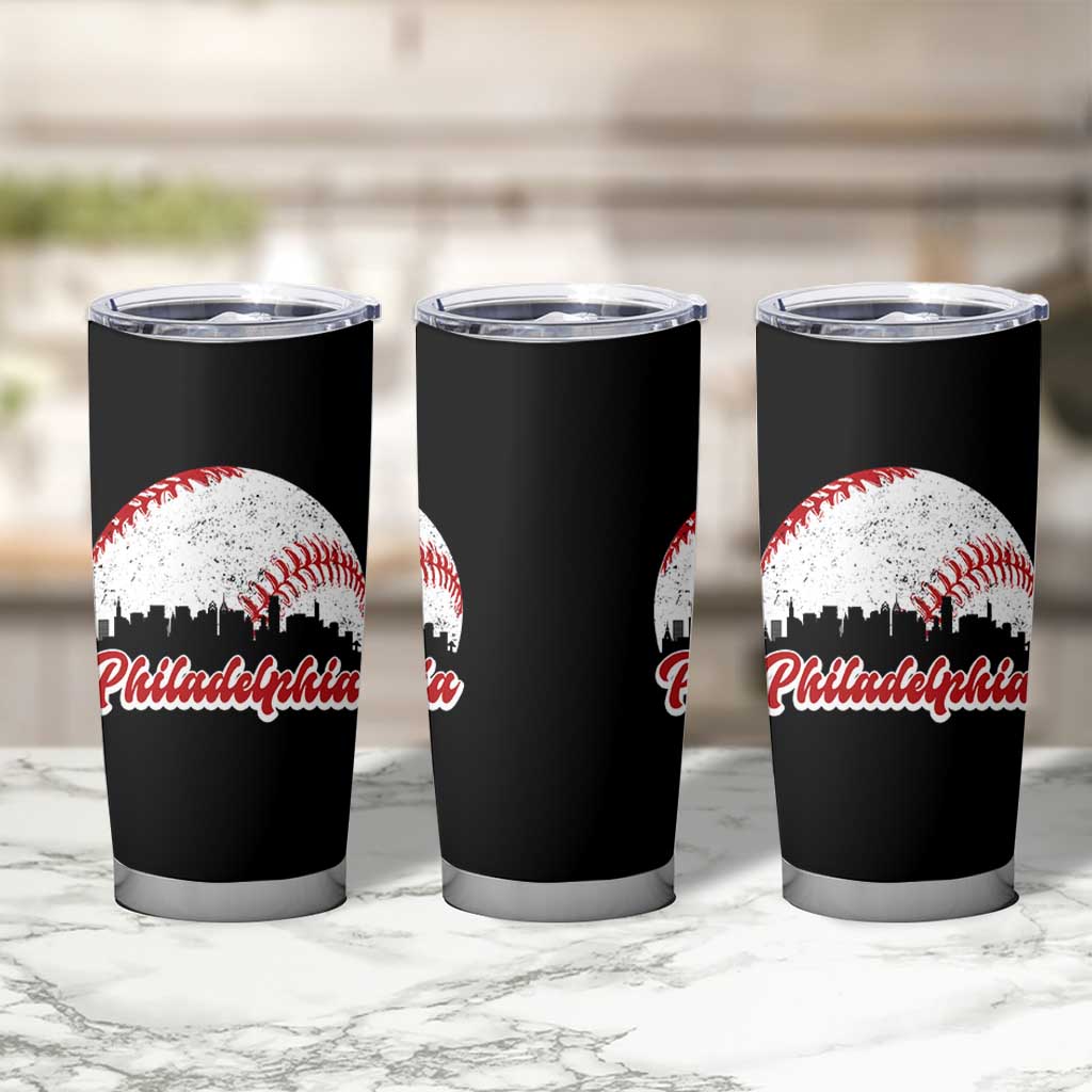 Philadelphia Baseball Tumbler Cup Vintage Skyline City - Wonder Print Shop