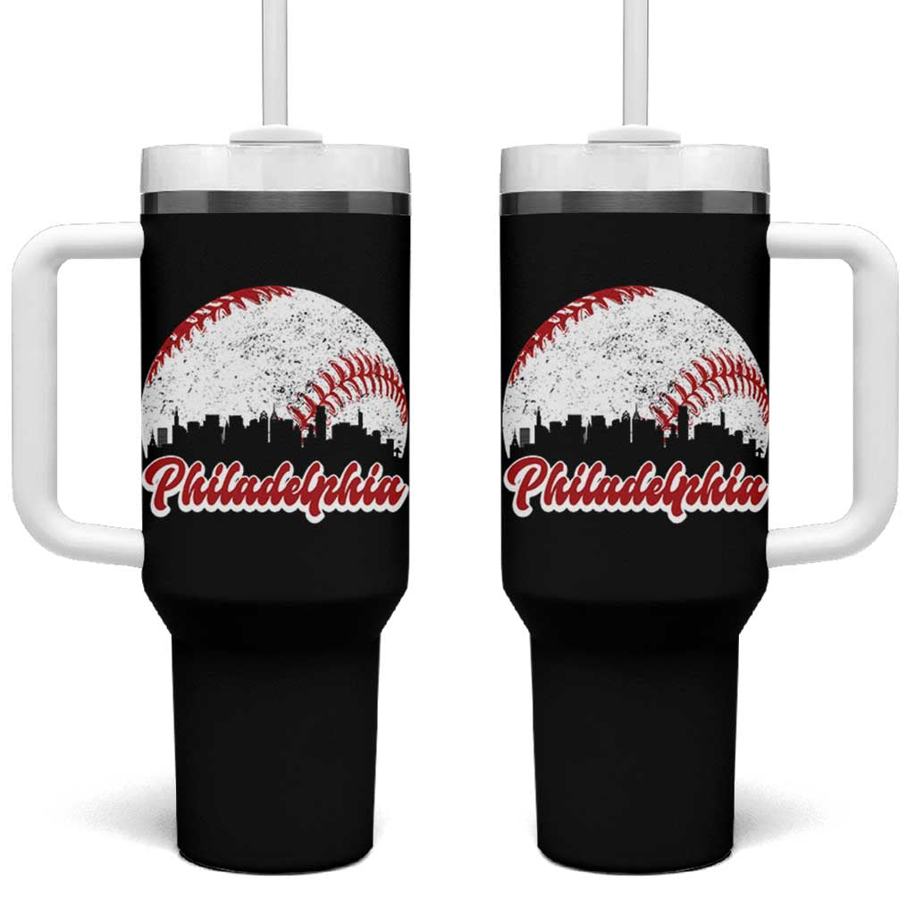 Philadelphia Baseball Tumbler With Handle Vintage Skyline City - Wonder Print Shop
