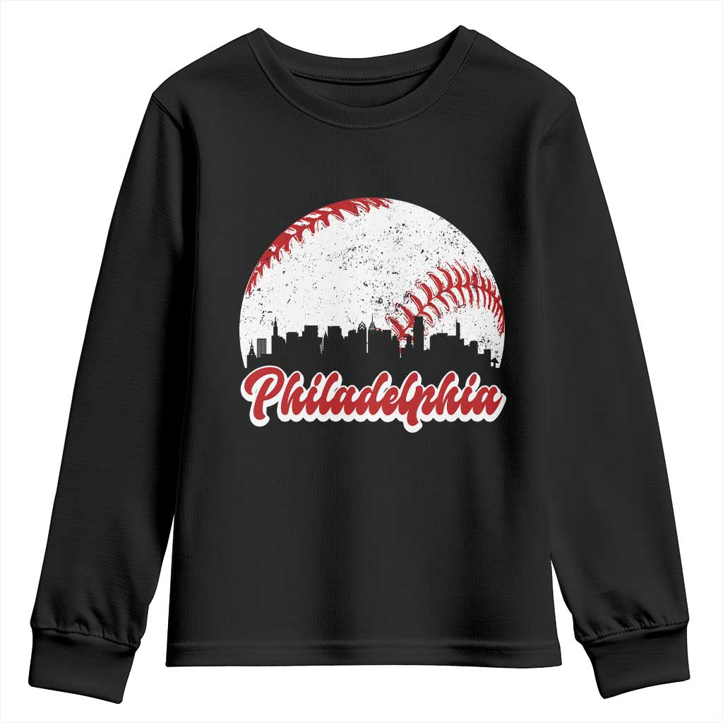 Philadelphia Baseball Youth Sweatshirt Vintage Skyline City - Wonder Print Shop