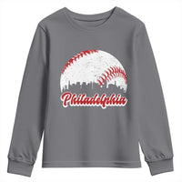 Philadelphia Baseball Youth Sweatshirt Vintage Skyline City - Wonder Print Shop