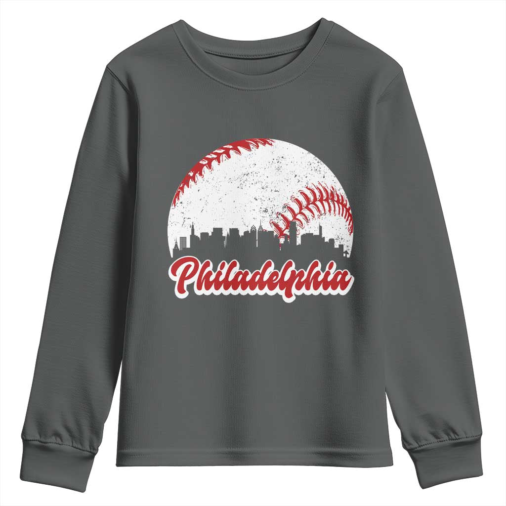 Philadelphia Baseball Youth Sweatshirt Vintage Skyline City - Wonder Print Shop