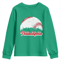 Philadelphia Baseball Youth Sweatshirt Vintage Skyline City - Wonder Print Shop