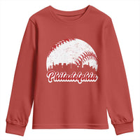 Philadelphia Baseball Youth Sweatshirt Vintage Skyline City - Wonder Print Shop