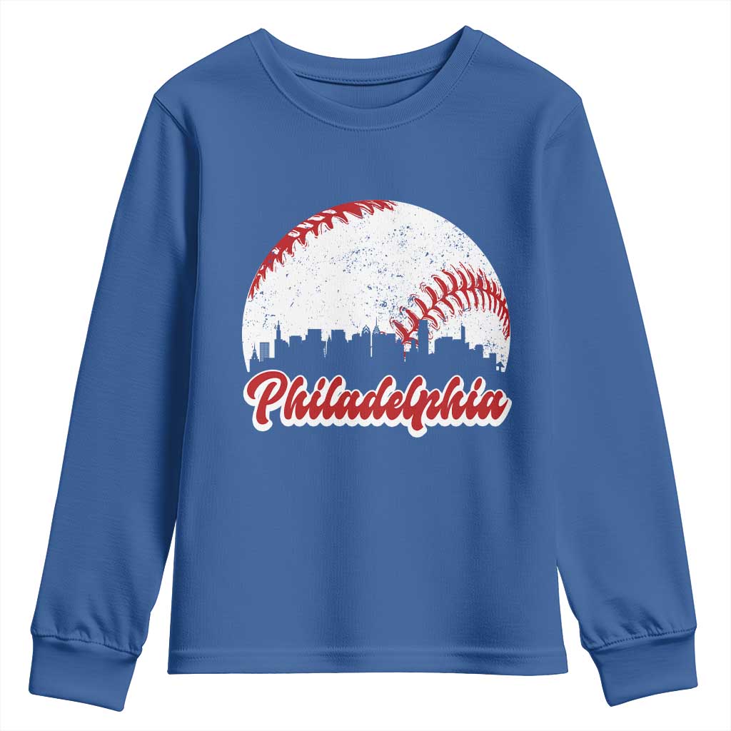 Philadelphia Baseball Youth Sweatshirt Vintage Skyline City - Wonder Print Shop