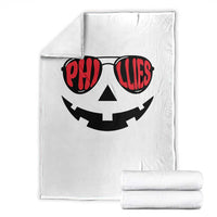 Halloween Phillies Throw Blanket Philadelphia Baseball Red October Jackolantern Pumpkin Face - Wonder Print Shop
