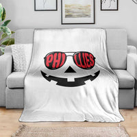Halloween Phillies Throw Blanket Philadelphia Baseball Red October Jackolantern Pumpkin Face - Wonder Print Shop
